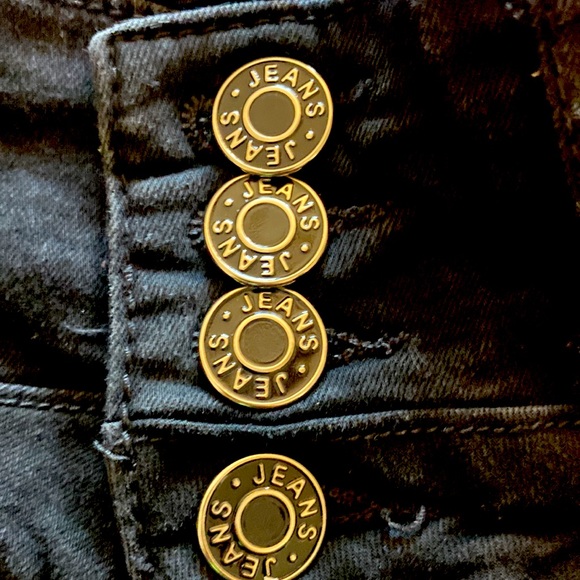 Silver Crush Four-Button High Wasted Stretch Black Skinny Jeans Size 1/2 - Picture 10 of 10